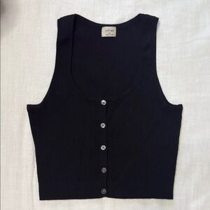 Wilfred Black Buttoned Ribbed Tank Top